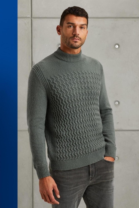 Cast Iron mock neck boucle cotton blend